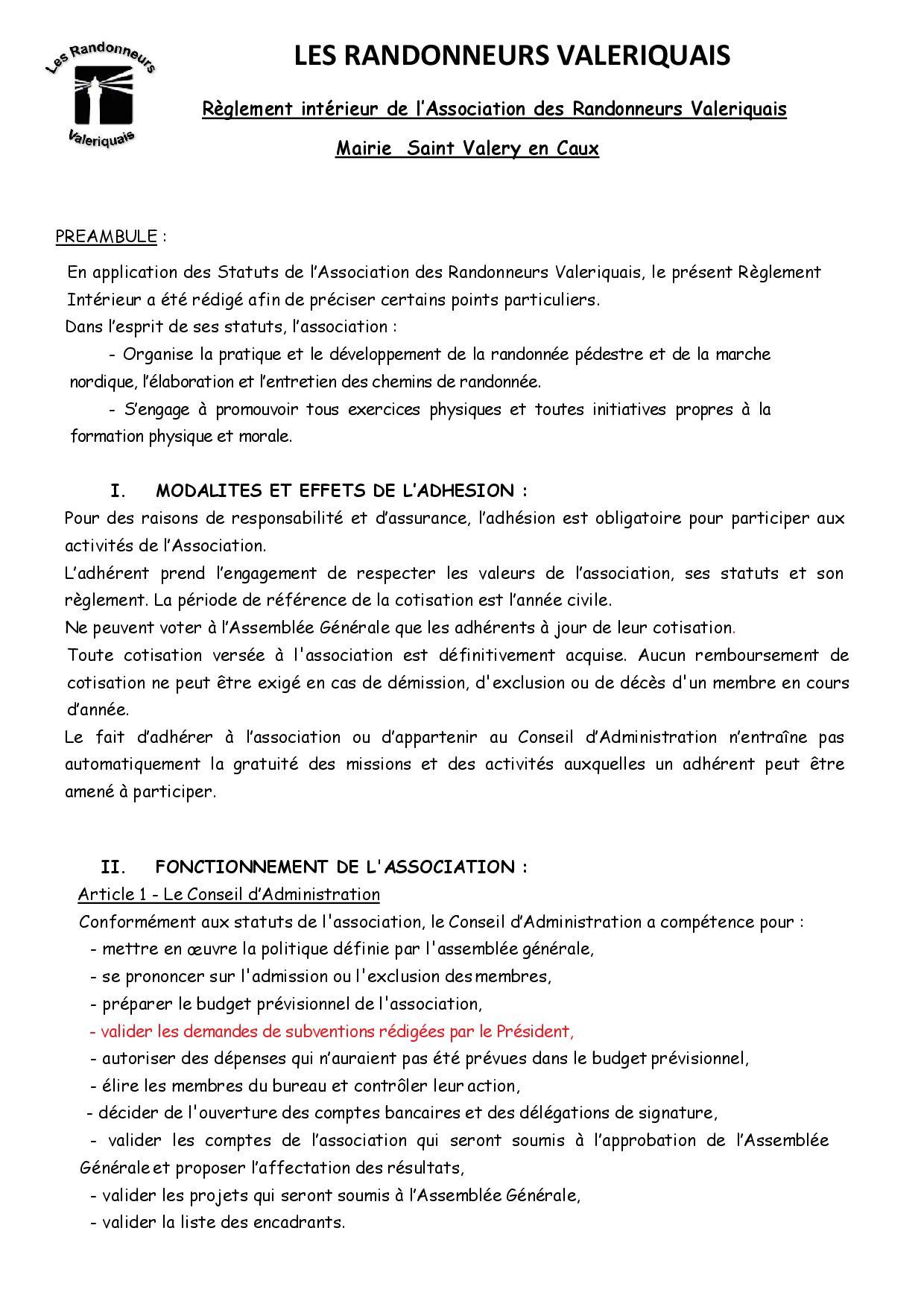 Reglement interieur 2025